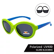 【SUNS】兒童彈力太陽眼鏡 韓版拼色中性 寶麗來鏡片 抗UV400 綠框藍腳