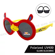 【SUNS】兒童彈力太陽眼鏡 犀牛造型 寶麗來鏡片 抗UV400 紅框黃腳