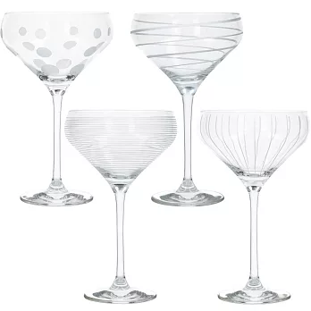 《CreativeTops》紋飾古典香檳杯4件(400ml) | 調酒杯 雞尾酒杯