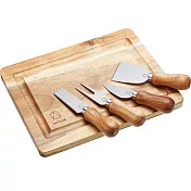 《Master》Artesa起司刀叉4件+木輕食盤 | 起司盤