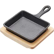 《Artesa》木盤+迷你單柄鑄鐵煎烤盤(長12.5cm) | 平底鑄鐵烤盤 煎盤