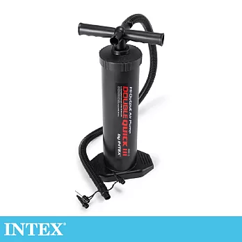 【INTEX】雙向手壓打氣筒(附4個氣嘴帶球針)-高48cm (68615)