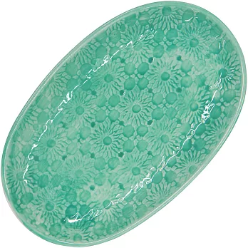 《NOW》瓷製壓紋橢圓餐盤(湖水綠) | 餐具 器皿 盤子