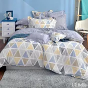 義大利La Belle《幾何空間》雙人純棉防蹣抗菌吸濕排汗兩用被床包組