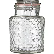 《Premier》蜂巢扣式玻璃密封罐(粉1.3L) | 保鮮罐 咖啡罐 收納罐 零食罐 儲物罐