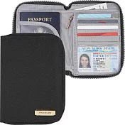 《TRAVELON》對開拉鍊護照包(黑)