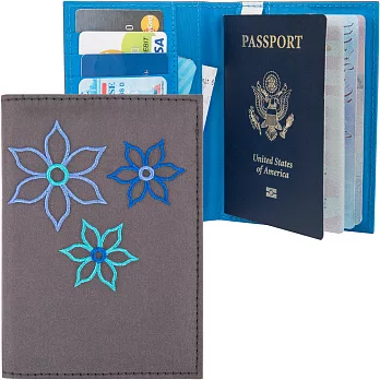《TRAVELON》Bouquet繡花防護證件護照夾(灰) | RFID防盜 護照保護套 護照包 多功能收納包