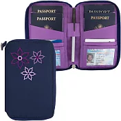 《TRAVELON》Bouquet繡花拉鍊防護證件護照夾(藍)