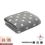【MORINO】日本大和認證抗菌防臭MIT純棉花漾圓點浴巾/海灘巾(2入組) 質感灰