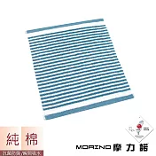 【MORINO】日本大和認證抗菌防臭MIT純棉時尚橫紋方巾(8入組) 丹寧藍