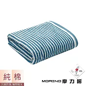 【MORINO】日本大和認證抗菌防臭MIT純棉時尚橫紋浴巾/海灘巾(2入組) 丹寧藍