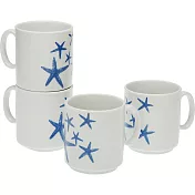 《VERSA》瓷製馬克杯4入(藍海星225ml) | 水杯 茶杯 咖啡杯