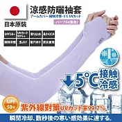 日本原裝-紫外線對策接觸冷感速降5℃防曬涼爽成人指孔袖套 -紫色