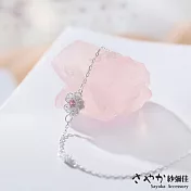 【Sayaka紗彌佳】花季少女粉鑽櫻花造型銀手鍊 -單一款式