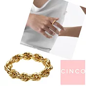 CINCO 葡萄牙精品 Bia ring 925純銀鑲24K金戒指 簡約編織小寬版戒指 6 6號