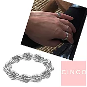 CINCO 葡萄牙精品 Bia ring 925純銀 簡約編織小寬版戒指 5號