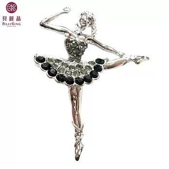 BILLY KING 貝麗晶 【芭蕾舞者系列-39】(BK239-黑) 抬腳芭蕾舞者胸針-黑鑽