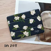 INJOYmall for iPad Pro11 2021 系列 Smart cover皮革平板保護套 附筆槽 柔白香氛花朵款
