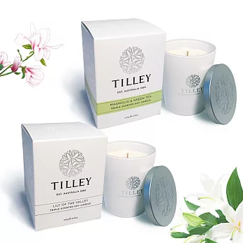 Tilley百年特莉 木蘭花&綠茶+百合香氛大豆蠟燭合購組240gx2