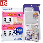 日本LEC 新機能乾濕兩用雙面拖把+除塵紙巾30枚X2包入家庭組
