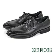 【GREEN PHOENIX】男 紳士皮鞋 商務皮鞋 輕量 素面 綁帶 全真皮 US9.5 黑色