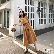 法式赫本兩件套裝裙 二色-Mini嚴選 F 黃色