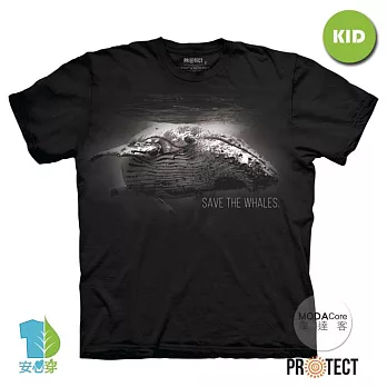 摩達客-美國The Mountain保育系列拯救鯨魚 兒童黑色純棉短袖T恤 M 青少年版