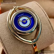 TORY BURCH湯麗柏琦精品錶,編號：TB00002,30mm, 42mm橢圓形玫瑰金精鋼錶殼寶藍色錶盤精鋼玫瑰金色錶帶