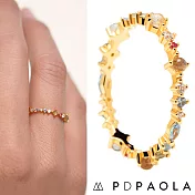 PD PAOLA 西班牙時尚潮牌 金色彩鑽戒指 優雅多墜款 925純銀鑲18K金 PAPILLON M