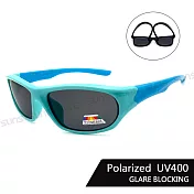 【SUNS】兒童彈力休閒運動太陽眼鏡 寶麗來鏡片 抗UV400 綠框藍腳