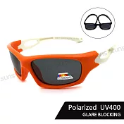 【SUNS】兒童彈力帥氣運動太陽眼鏡 寶麗來鏡片 抗UV400 橘框白腳
