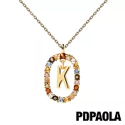 PD PAOLA 西班牙輕奢時尚品牌 I AM系列 圓圈字母彩鑽項鍊-鍍18K 金- (K)