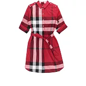 BURBERRY Kelsy 經典格紋綁帶洋裝  (M 10號)(紅色)