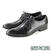 【GREEN PHOENIX】男 紳士皮鞋 商務皮鞋 牛津鞋 漸層 渲染 雕花 全真皮 EU40 黑色
