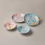 有種創意 - 日本美濃燒 - 粉染花朵碗盤禮盒組 - 附湯匙 (6件式)