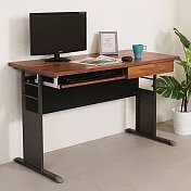《Homelike》克里夫120cm書桌-附鍵盤+抽屜(柚木色)  辦公桌 工作桌 書桌 電腦桌