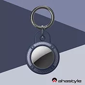 AHAStyle AirTag TPU保護套 金屬環鑰匙圈 碳纖紋款 午夜藍色