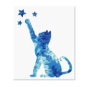 樂兒學 獨一無二DIY藝術壓克力流動畫-貓摘星(顏料x4+畫布x2) 星辰藍