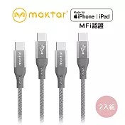 Maktar【2入組】 USB-C to USB-C 強韌編織快充傳輸線 太空灰