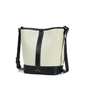 O-ni O-ni特優牛皮大容量時尚帆布面料設計師款多功能水桶包(bag-426) 黑色