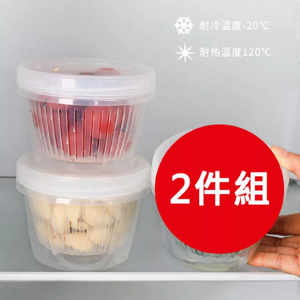 日本製【Nakaya】K340 蔥蒜薑瀝網保鮮盒 500mL 2件組