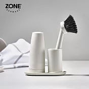【丹麥ZONE】Singles餐具清潔二件組(附陶瓷收納座) 米灰