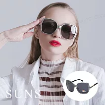【SUNS】時尚名媛款淑女寶麗來太陽眼鏡 浪漫水晶造型偏光墨鏡 防眩光 抗UV400 灰色