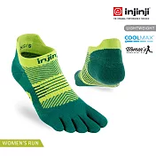【injinji】RUN女輕量吸排五趾隱形襪(霓綠/藍綠) - WAA09 | COOLMAX 吸濕排汗 女生腳型 專用五趾襪 M-L 霓綠/藍綠
