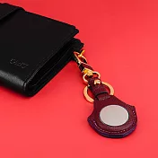 【OMC】AirTag 牛皮皮革保護套/鑰匙圈(酒紅)- 全開孔