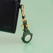 【OMC】AirTag 牛皮皮革保護套/鑰匙圈(綠色)- 全開孔