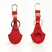 【OMC】AirTag 牛皮皮革半開孔保護套/鑰匙圈(共8色)- 紅色