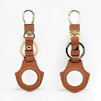 【OMC】AirTag 牛皮皮革全開孔保護套/鑰匙圈(共8色)- 棕色
