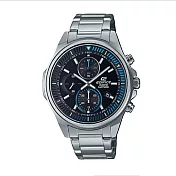 【CASIO】EDIFICE 簡約運動感藍寶石玻璃腕錶-銀X黑(EFR-S572D-1A)