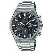 【CASIO】EDIFICE 跑車速度感輕薄太陽能藍芽智慧腕錶-銀X黑藍(EQB-1100D-1A)